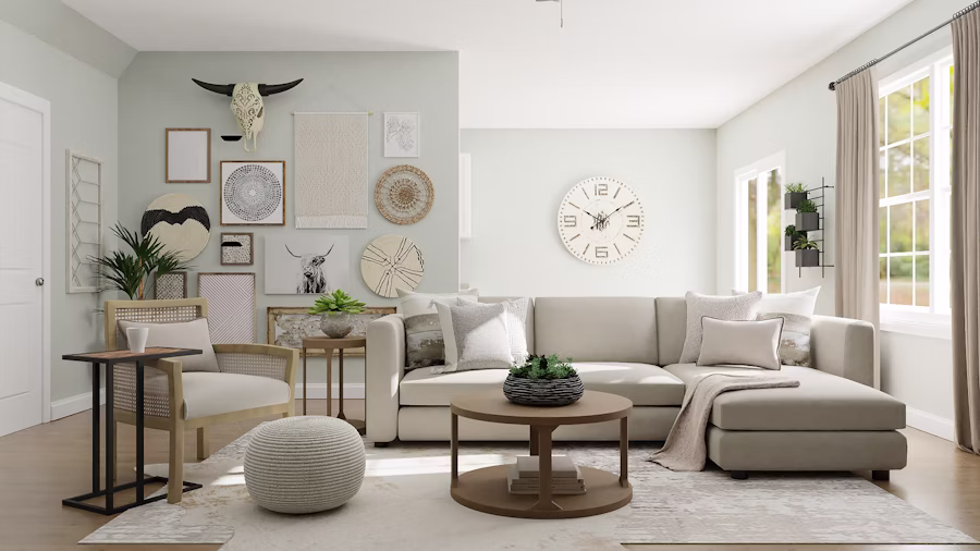 Warm contemporary living room interior
